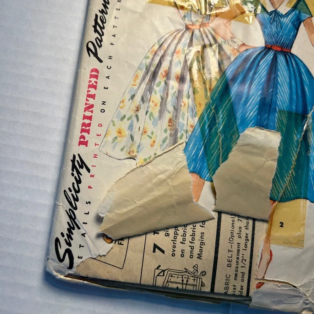 Simplicity Vintage 1950's Pattern #1081 Misses‎ Dress Detachable Collar Size 16